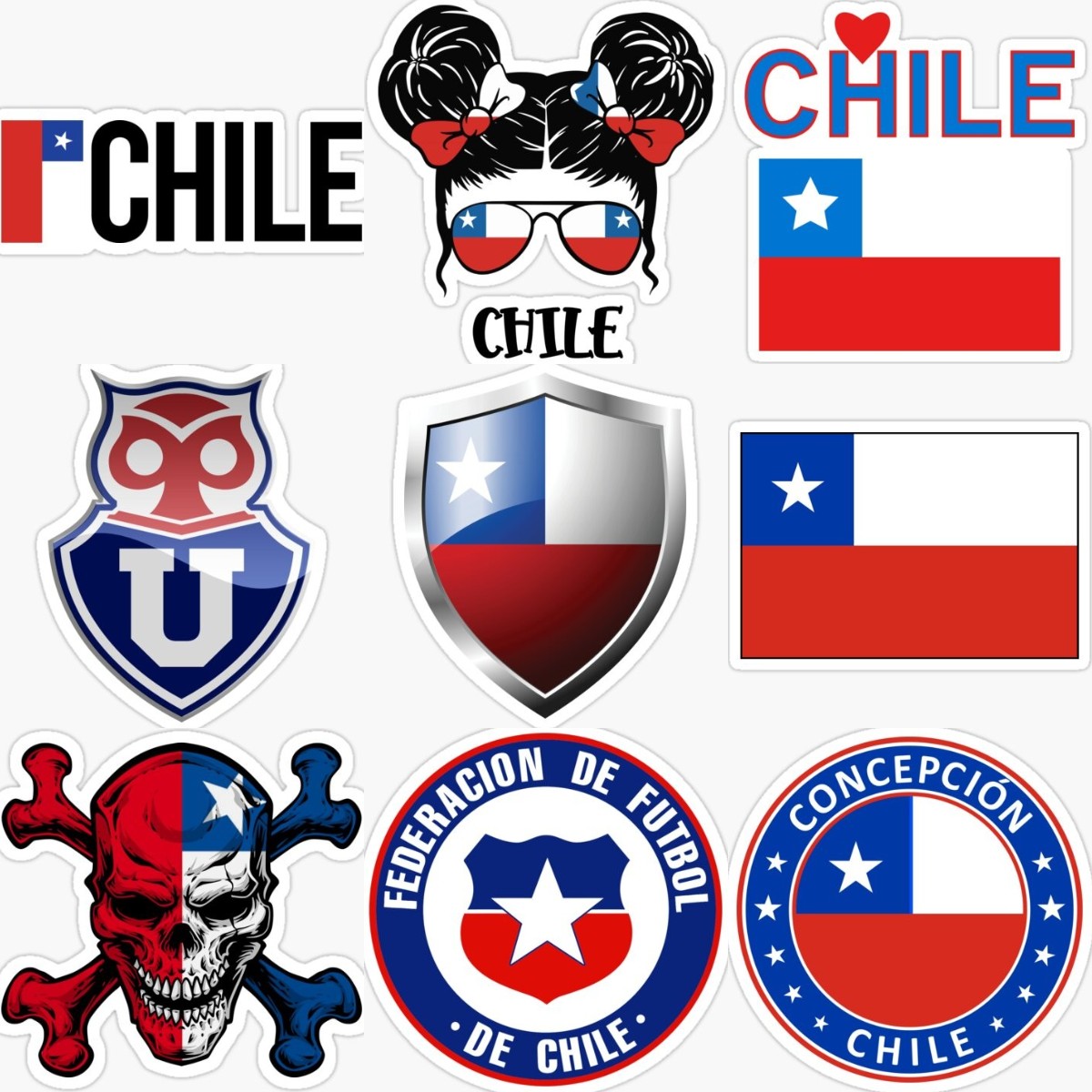 Desk Setup Ideas - Chile Emblem Flag Skull Creative Sticker