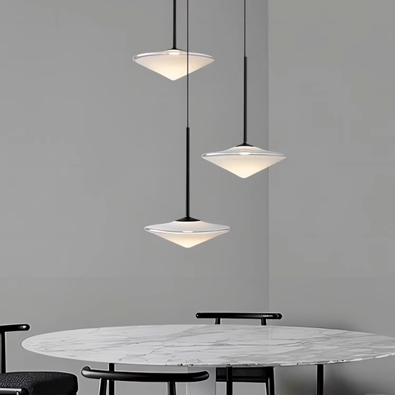 Desk Setup White - Modern Flying Saucer Glass Pendant Lights