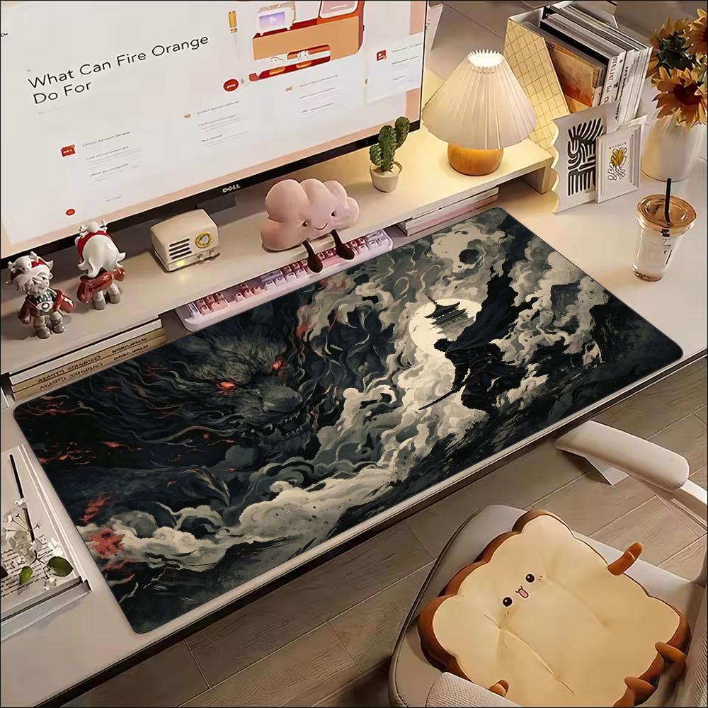 Desk Setup Gaming And Work - Oriental Ink Dragon Mountain Art Non‑Slip