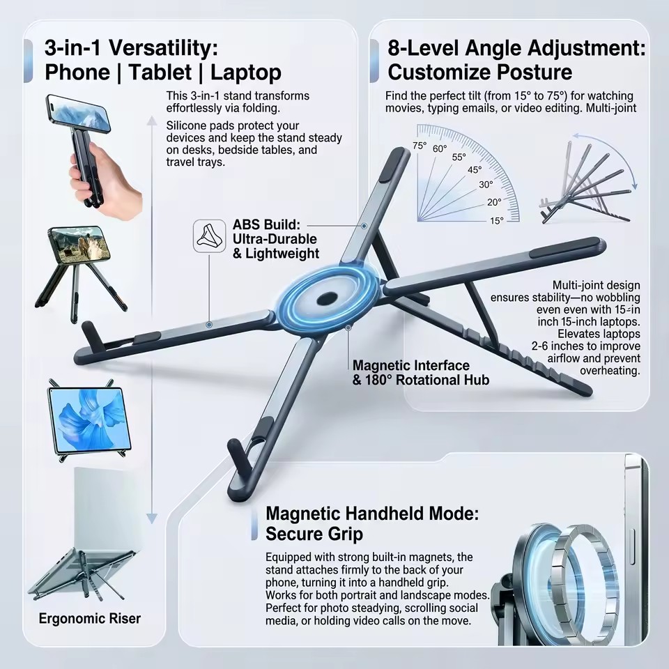 Desk Setup Ideas - Portable Magnetic Phone Holder & Selfie