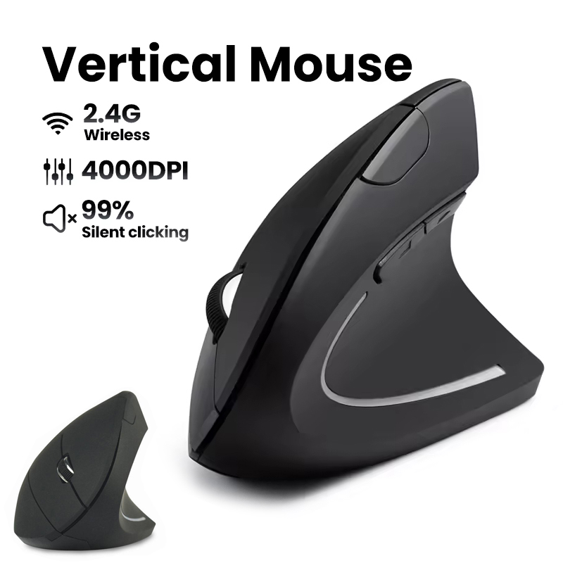 Desk Setup Gaming And Work - Ergonomic Wireless Mouse 1600 DPI RGB