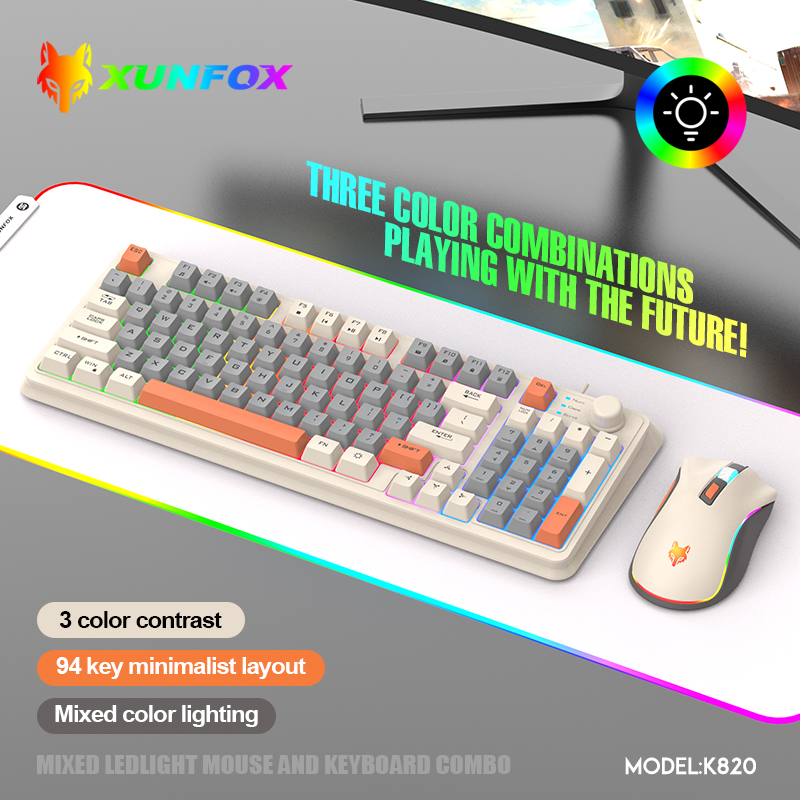 Desk Setup Game - K820 USB Wired Game Keyboard Mouse