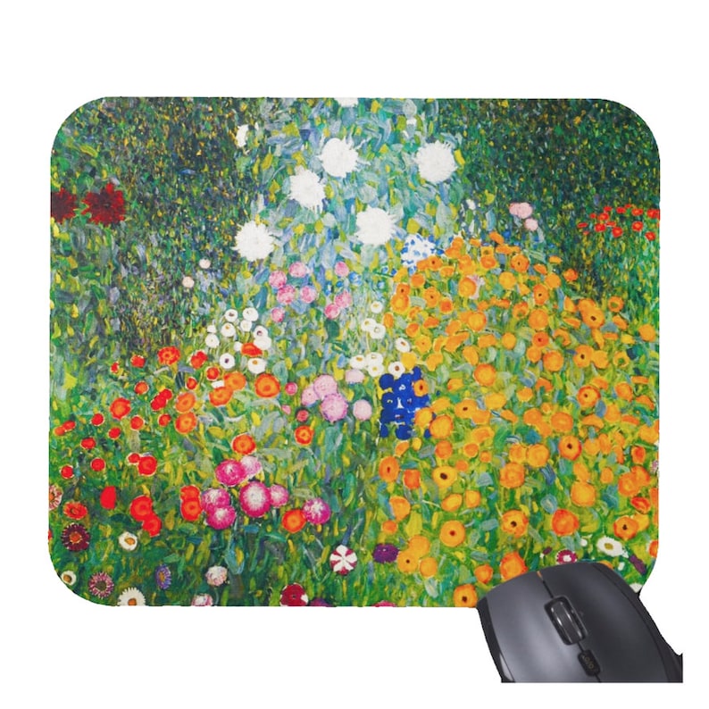 Desk Setup Accessories Aesthetic - Gustav Klimt Flowers Floral Mouse Pad