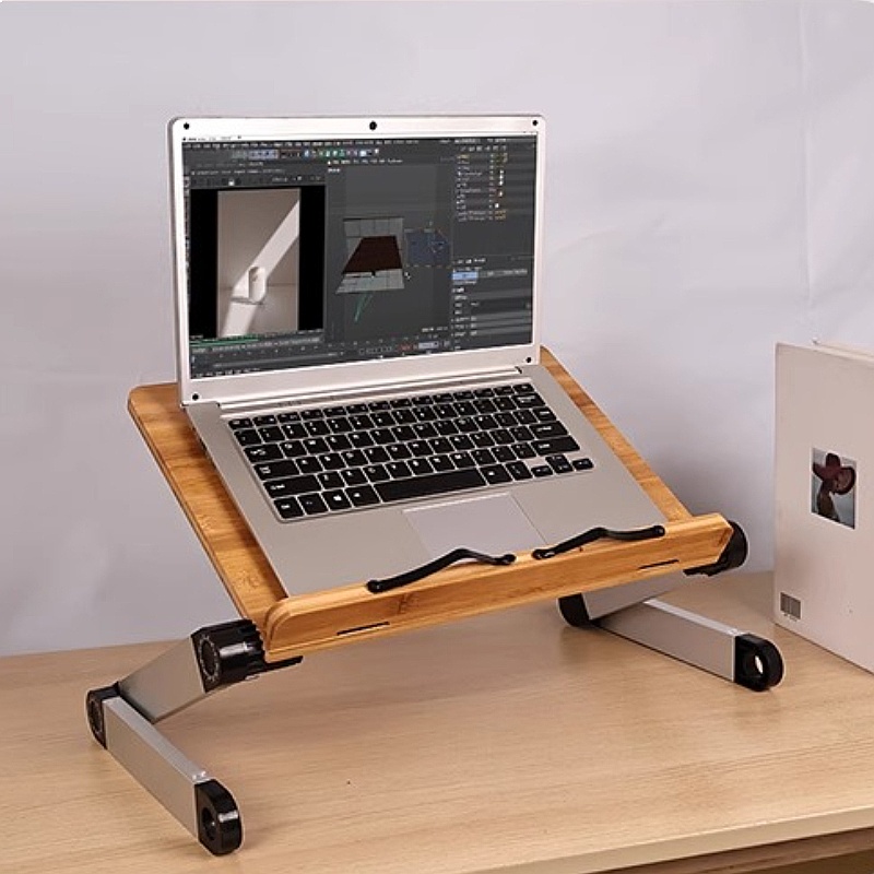 Desk Setup Books - Bamboo Adjustable Bed Desk Laptop Table