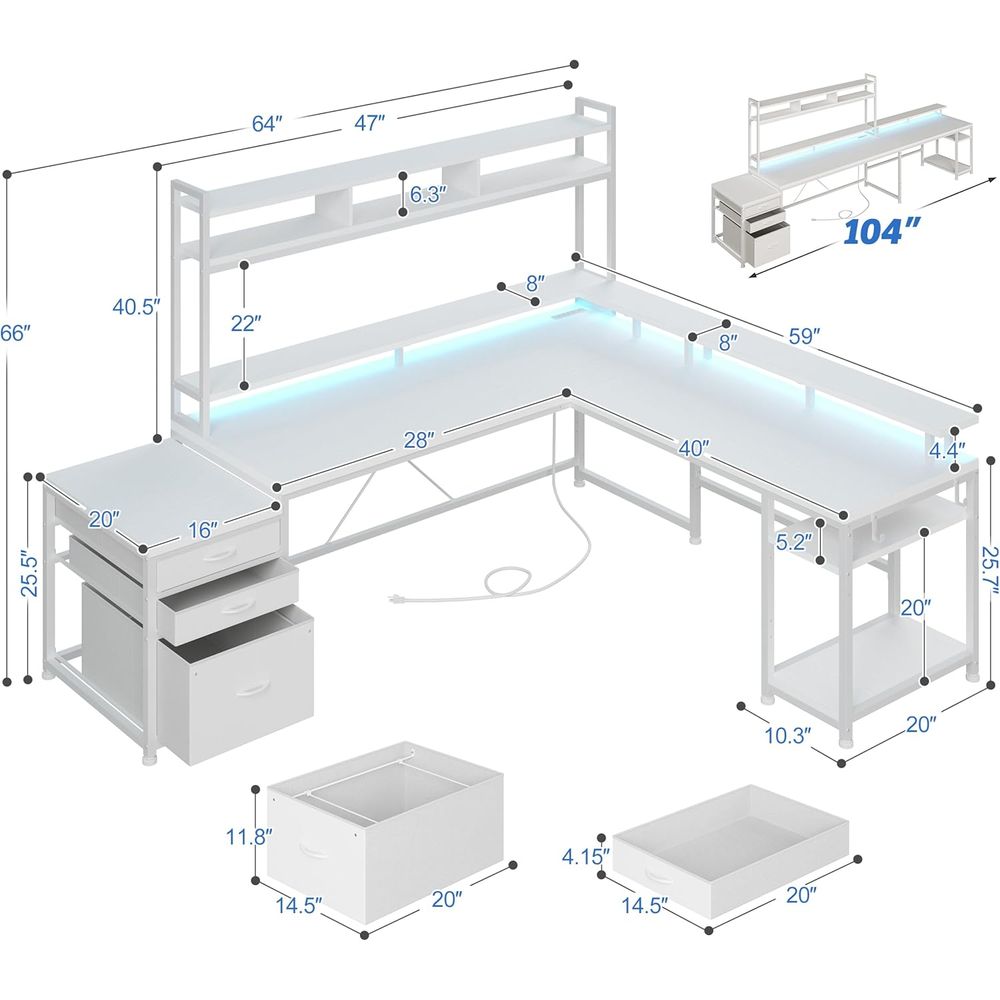 104-inch L-Shaped Desk for Dua - L Shaped Desk Setup review and price