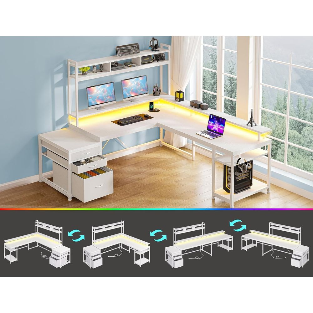 104-inch L-Shaped Desk for Dua - L Shaped Desk Setup review and price