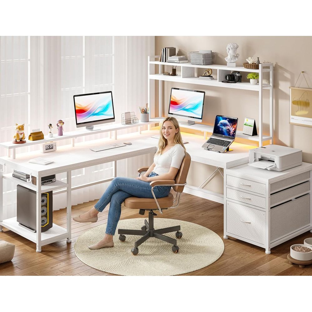 104-inch L-Shaped Desk for Dua - L Shaped Desk Setup review and price
