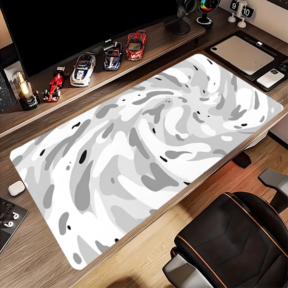Desk Mat Grey White Topographi - Desk Setup Gaming And Work review and price