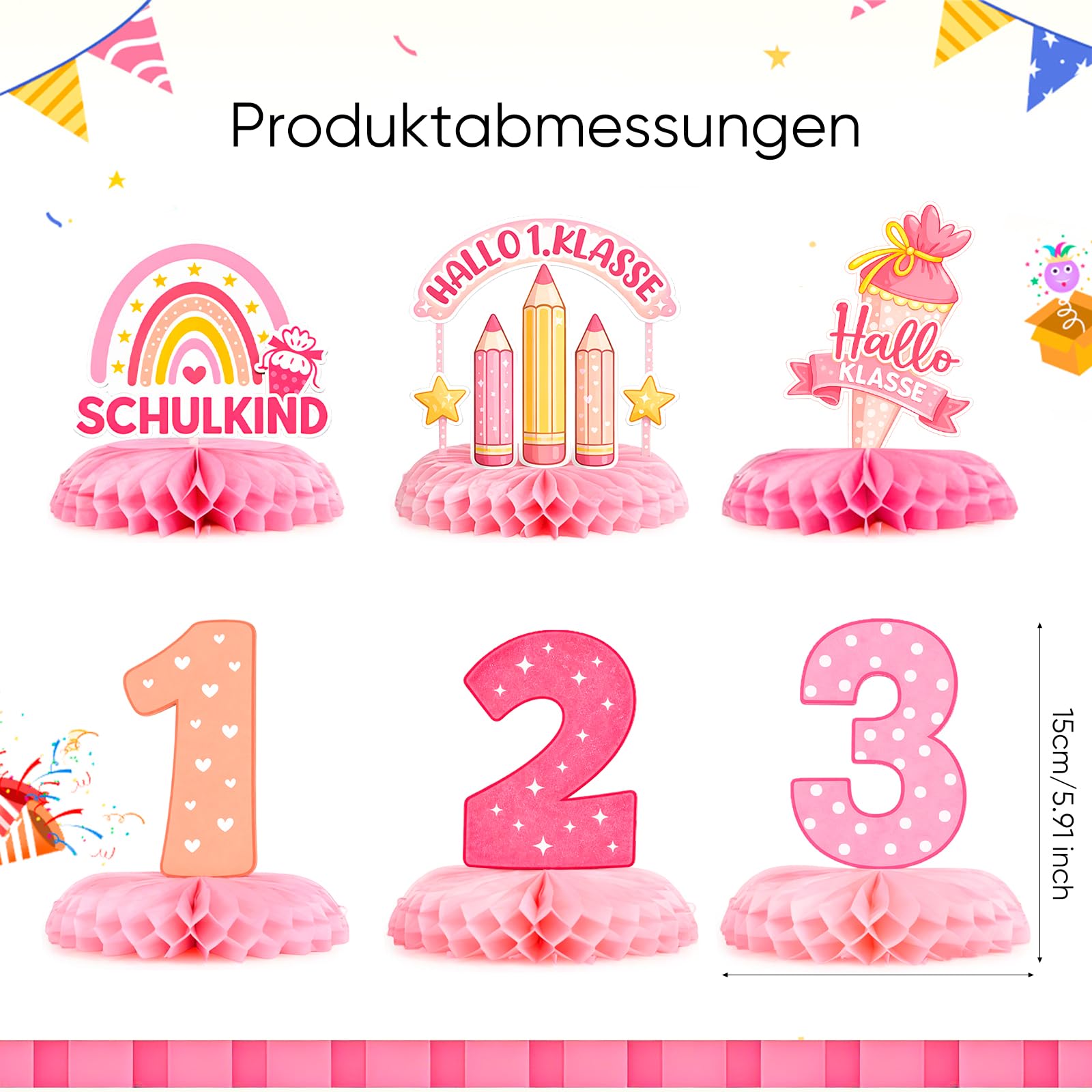 6Pcs Pink Rainbow Schulkind 12 - Desk Setup Girl review and price
