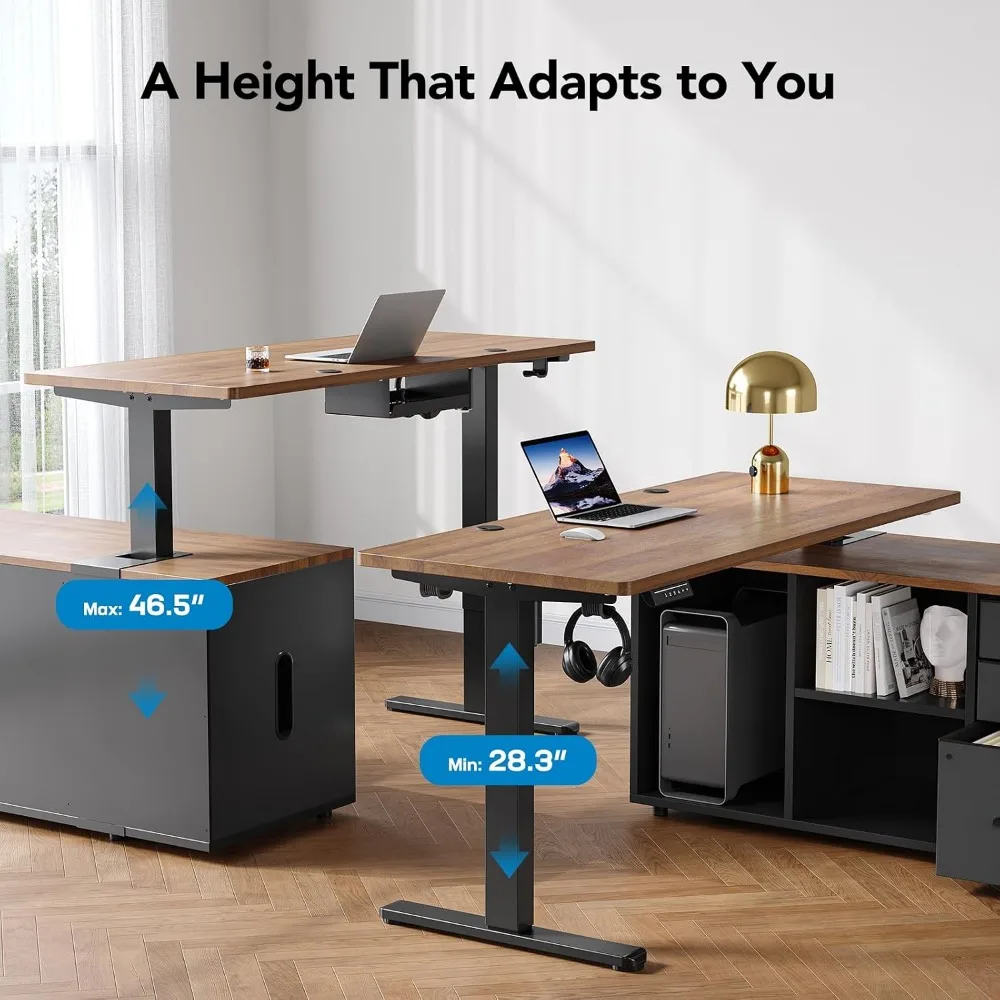 HUANUO 55 Inch L Shaped Standi - L Shaped Desk Setup review and price