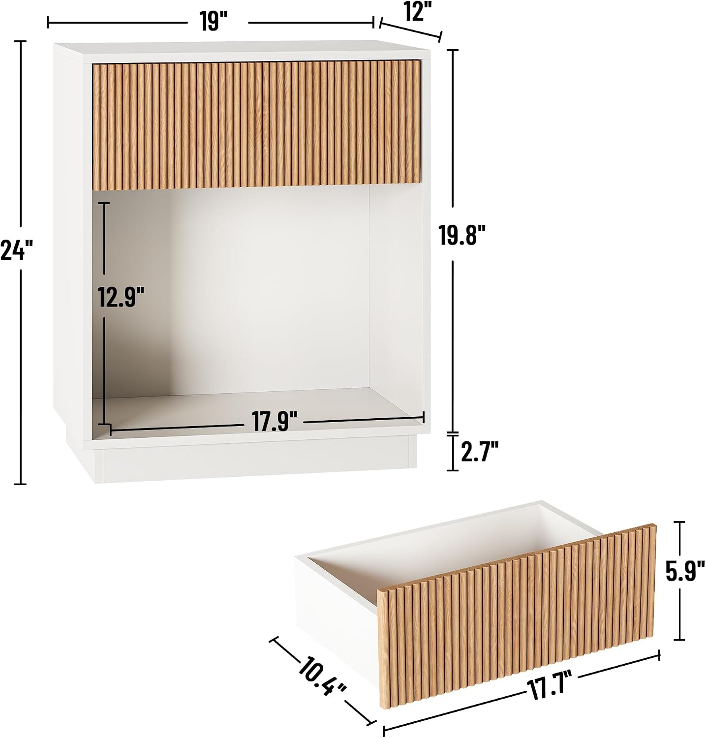Fluted Nightstands Set Of 2 Mo - Desk Setup White review and price