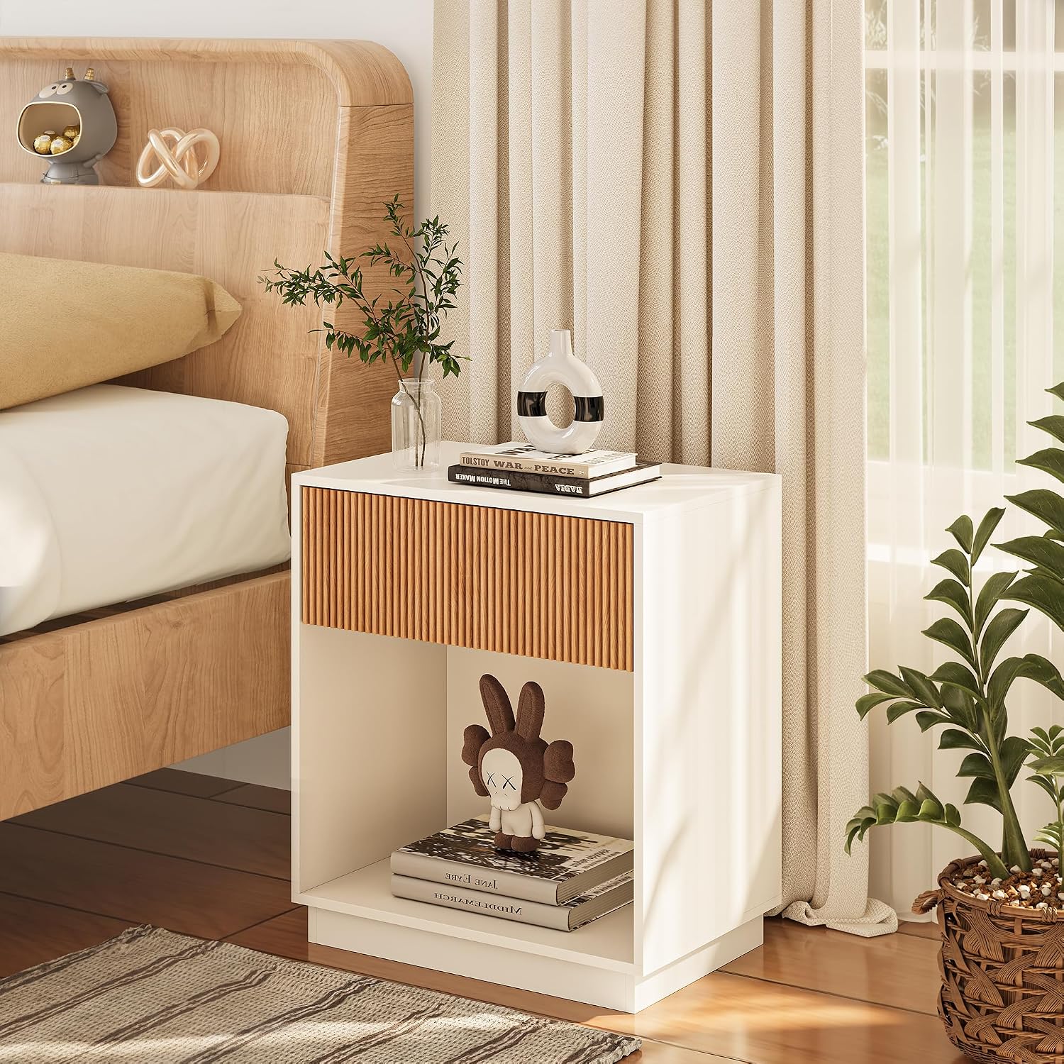 Fluted Nightstands Set Of 2 Mo - Desk Setup White review and price