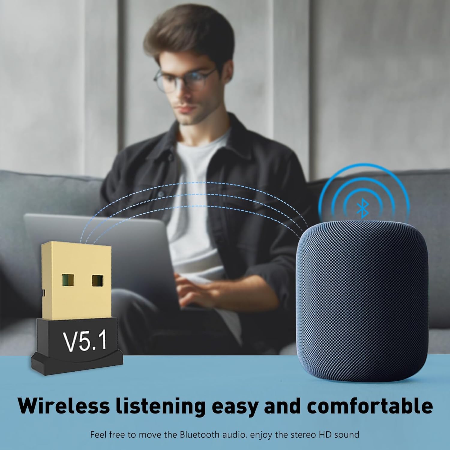 Bluetooth 5.1 Dongle Adapter W - Desk Setup Speakers review and price