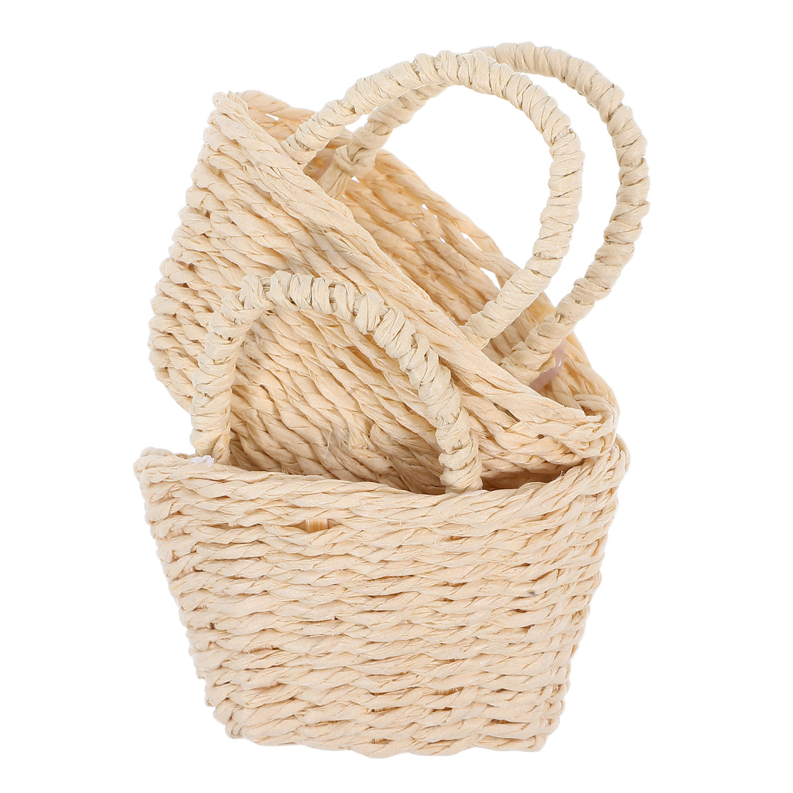 2Pcs Mini Raffia Handle Basket - Desk Setup Small Space review and price