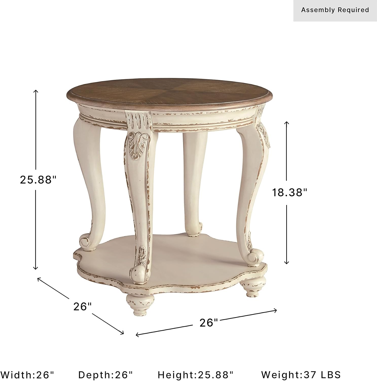 French Country Round End Table - Desk Setup White review and price