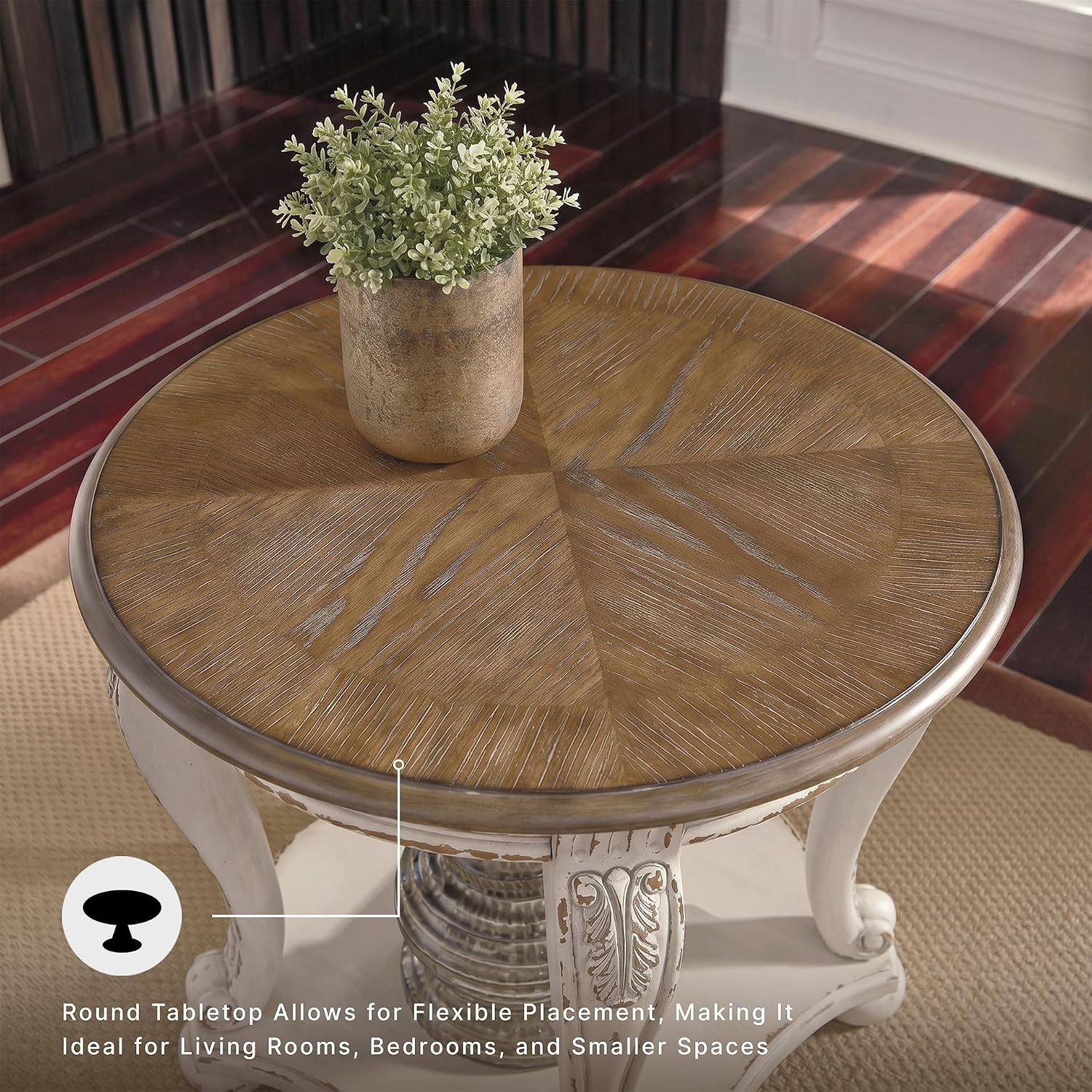 French Country Round End Table - Desk Setup White review and price