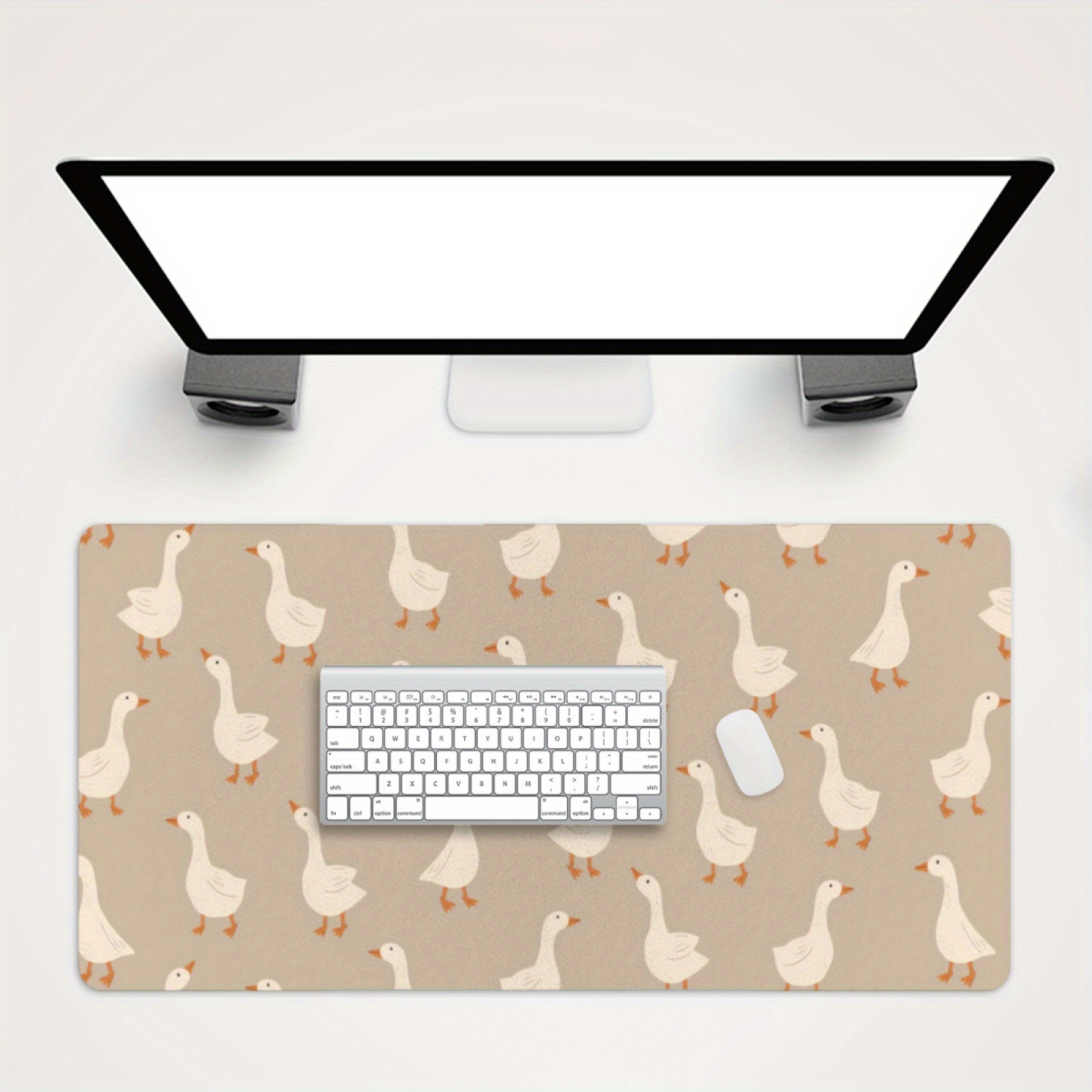 Goose Flock Pattern Desk Mat N - Desk Setup Beige review and price
