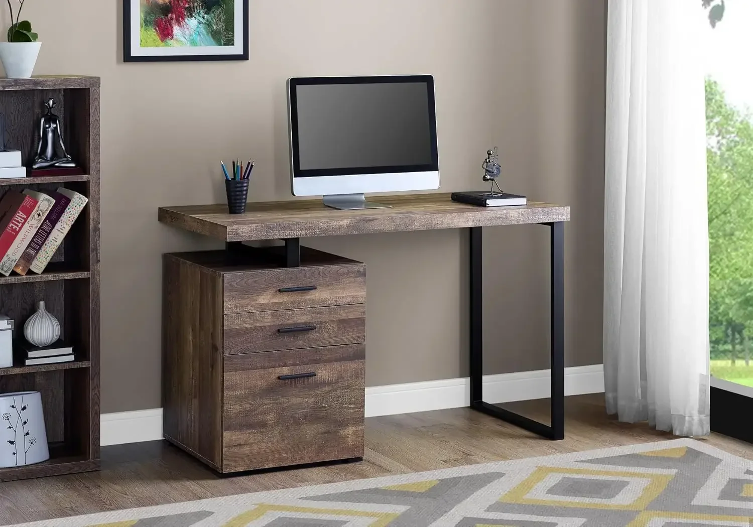 Computer Desk with File Cabine - L Shaped Desk Setup review and price