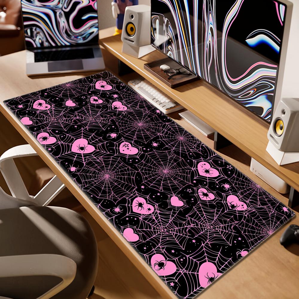 90x40 White or Pink Spiderweb  - Desk Setup Ideas review and price