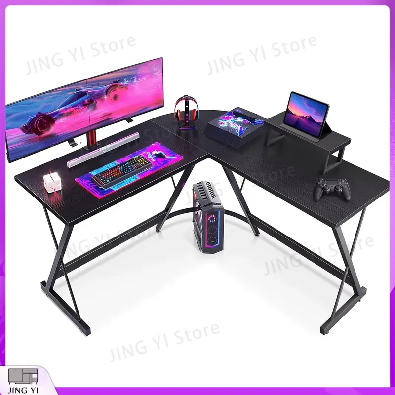 L Shaped Gaming Desk with Moni - L Shaped Desk Setup review and price