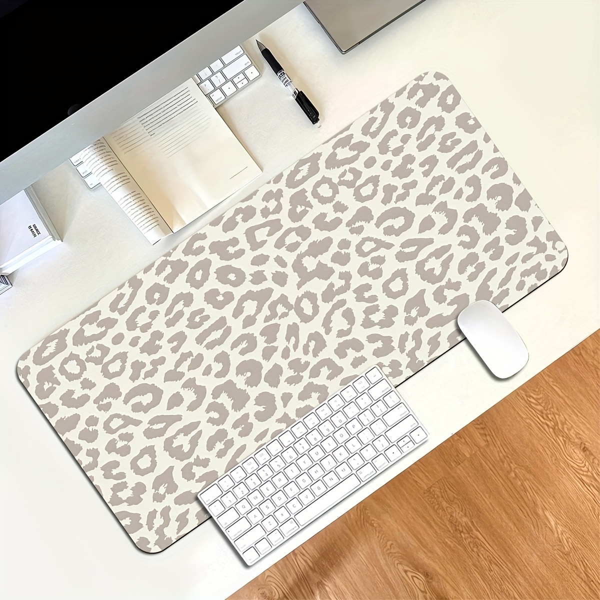 Beige Leopard Print Extended M - Desk Setup Beige review and price