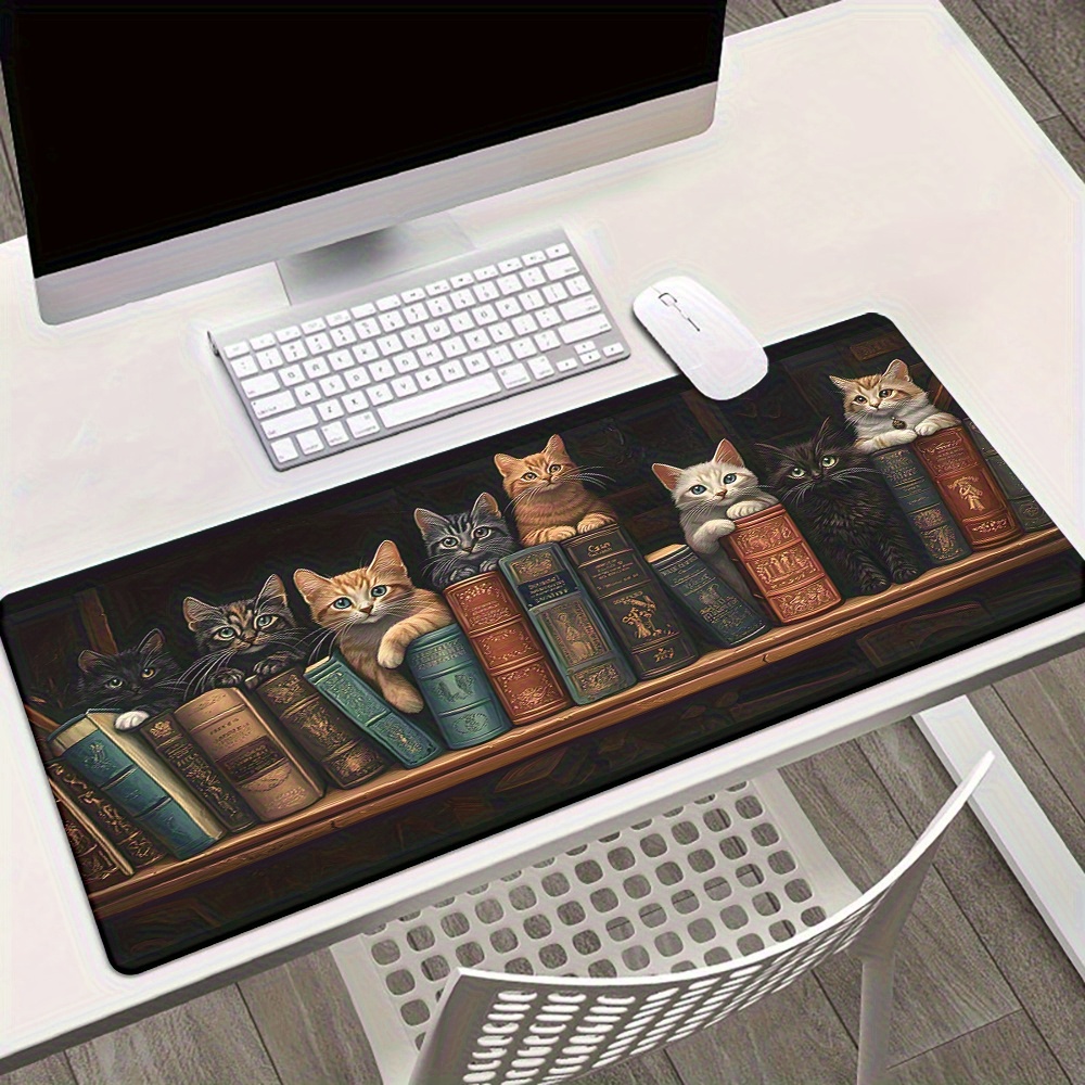 Cute Cats on Books Mouse Pad O - Desk Setup Books review and price