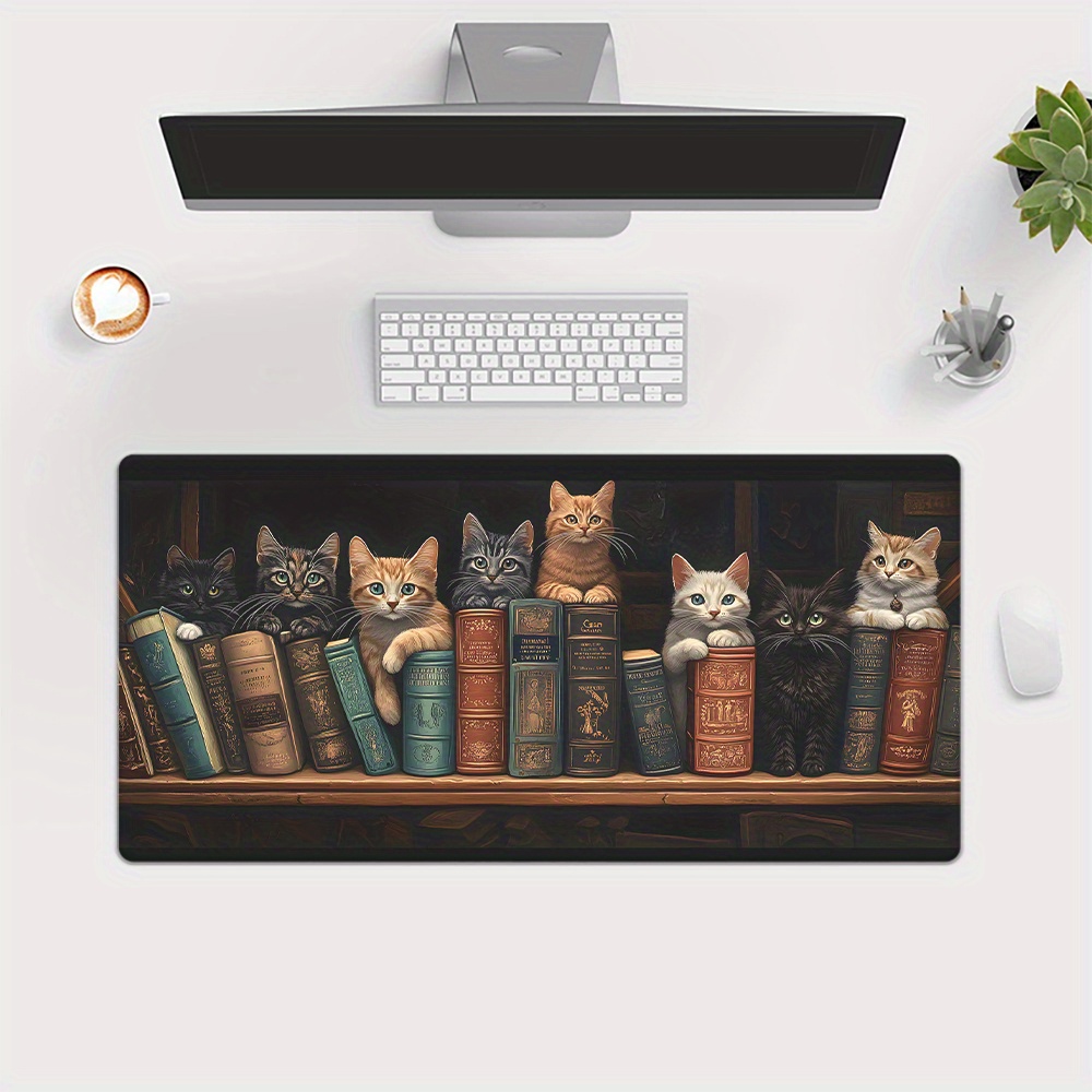 Cute Cats on Books Mouse Pad O - Desk Setup Books review and price