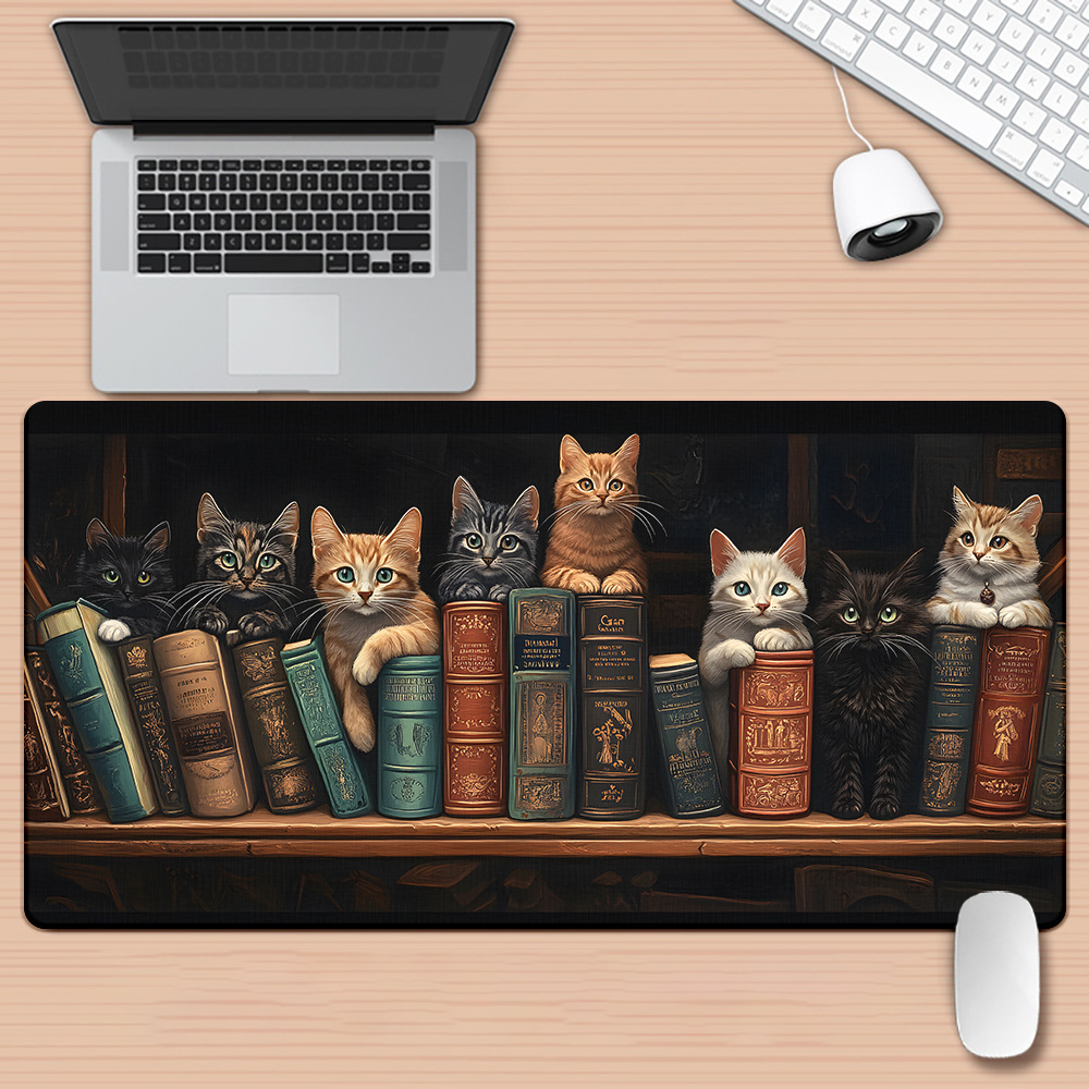 Cute Cats on Books Mouse Pad O - Desk Setup Books review and price