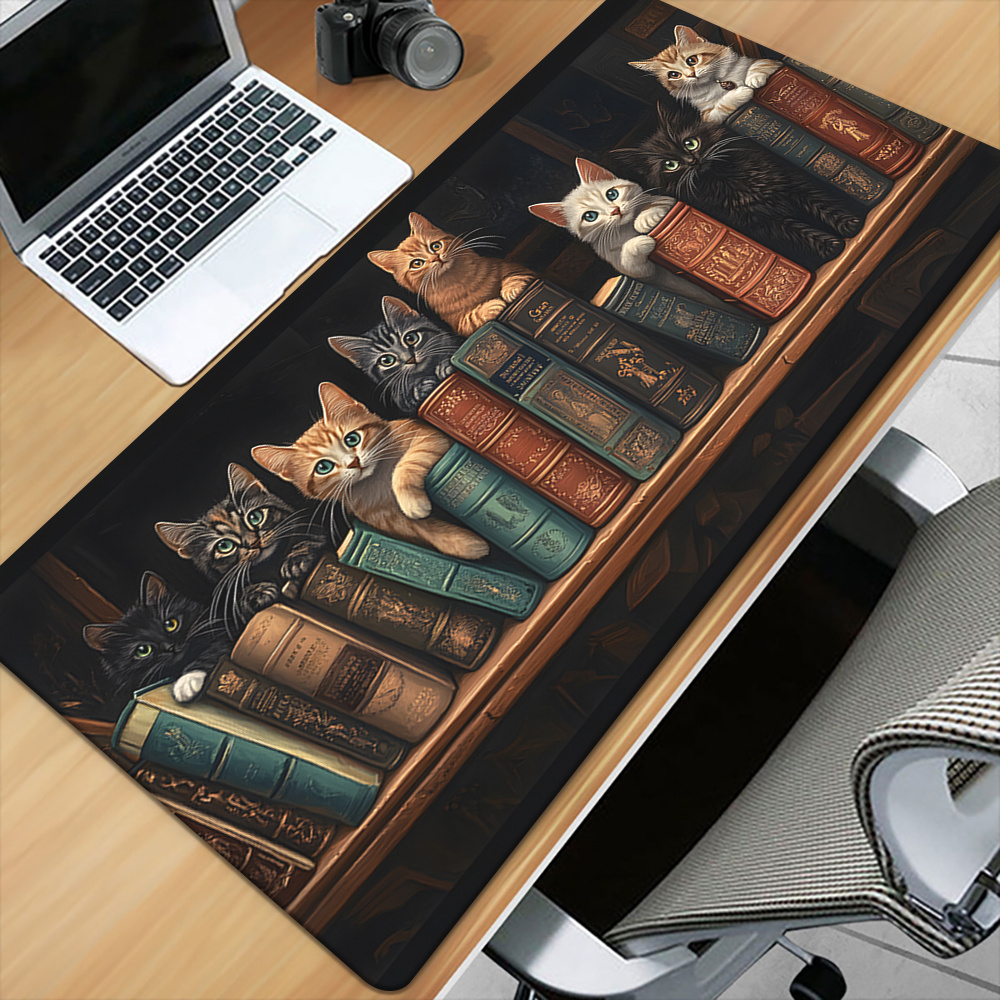 Cute Cats on Books Mouse Pad O - Desk Setup Books review and price