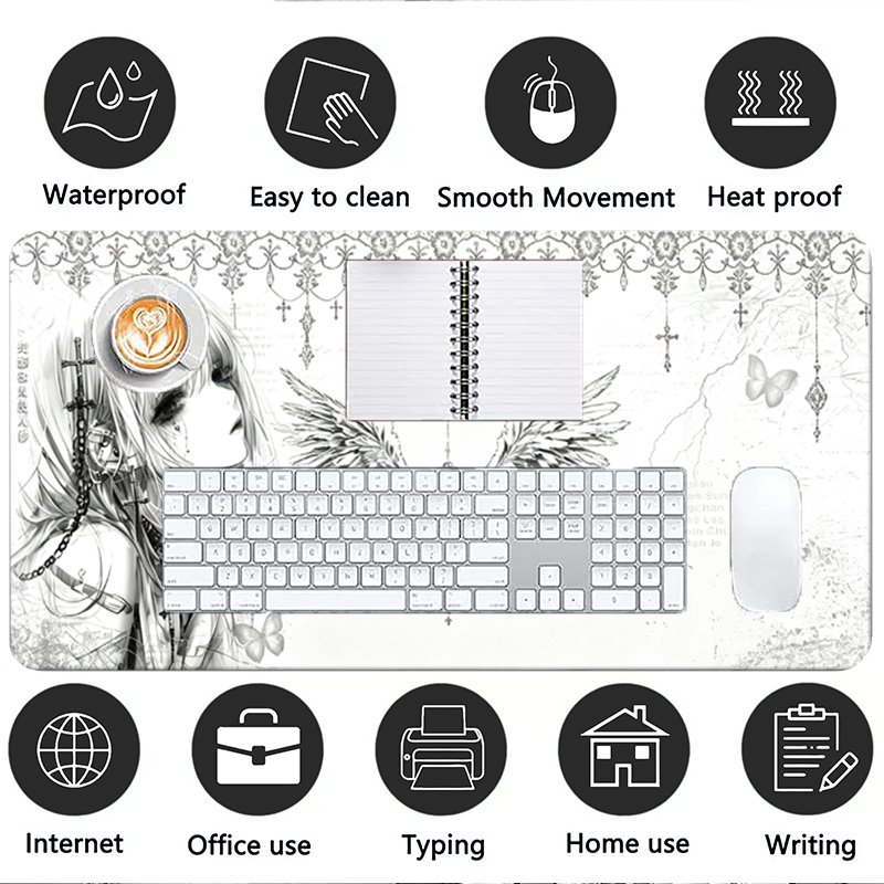 Leather Mousepad Black White A - Desk Setup White review and price