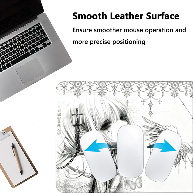 Leather Mousepad Black White A - Desk Setup White review and price