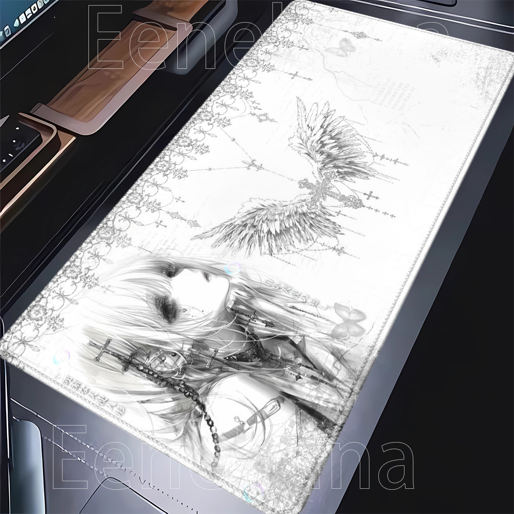 Mousepad Black White Anime Aes - Desk Setup Accessories Aesthetic review and price